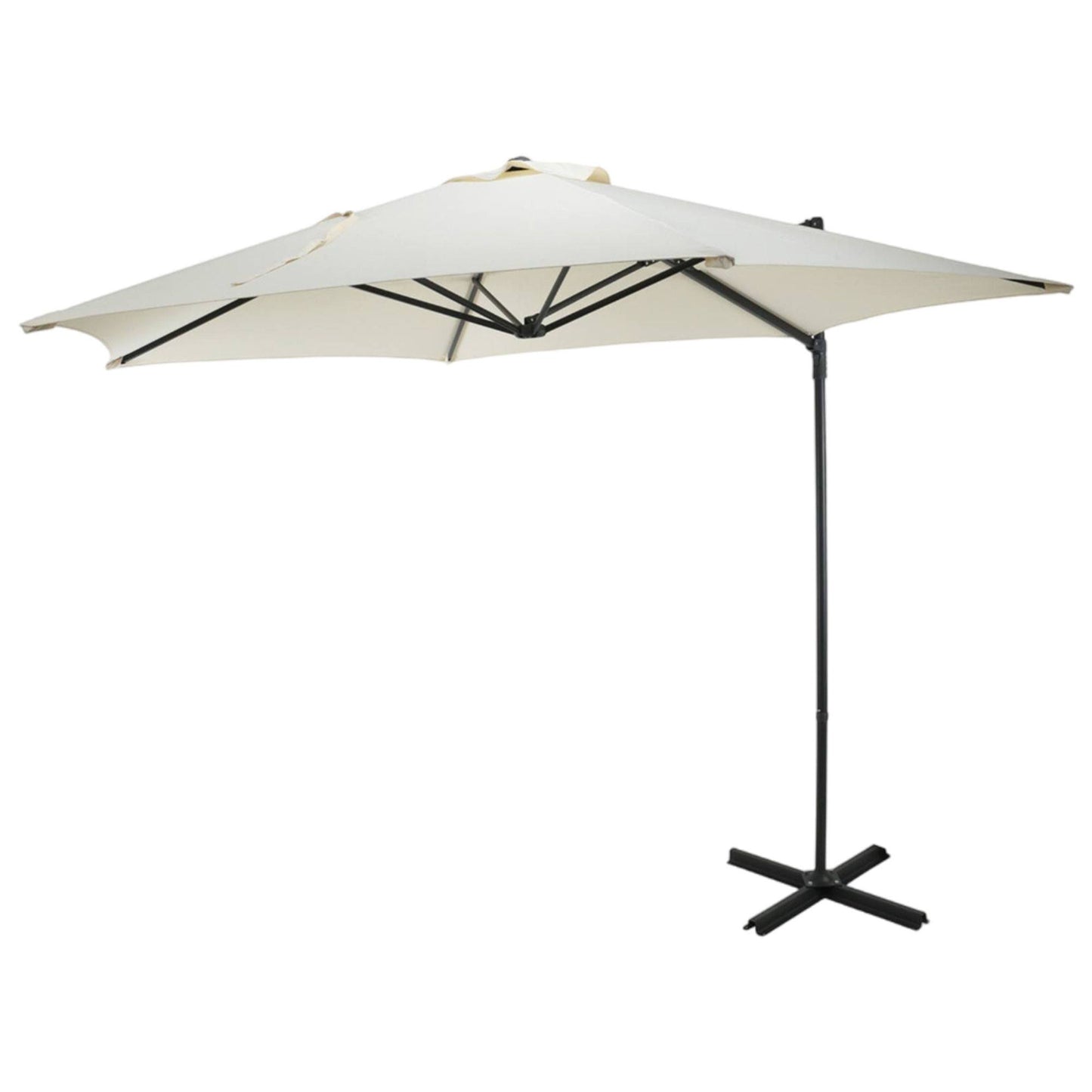 Well Home - Sombrilla Colgante Push Up Ø270cm Crema Con Base De Acero Cruzado