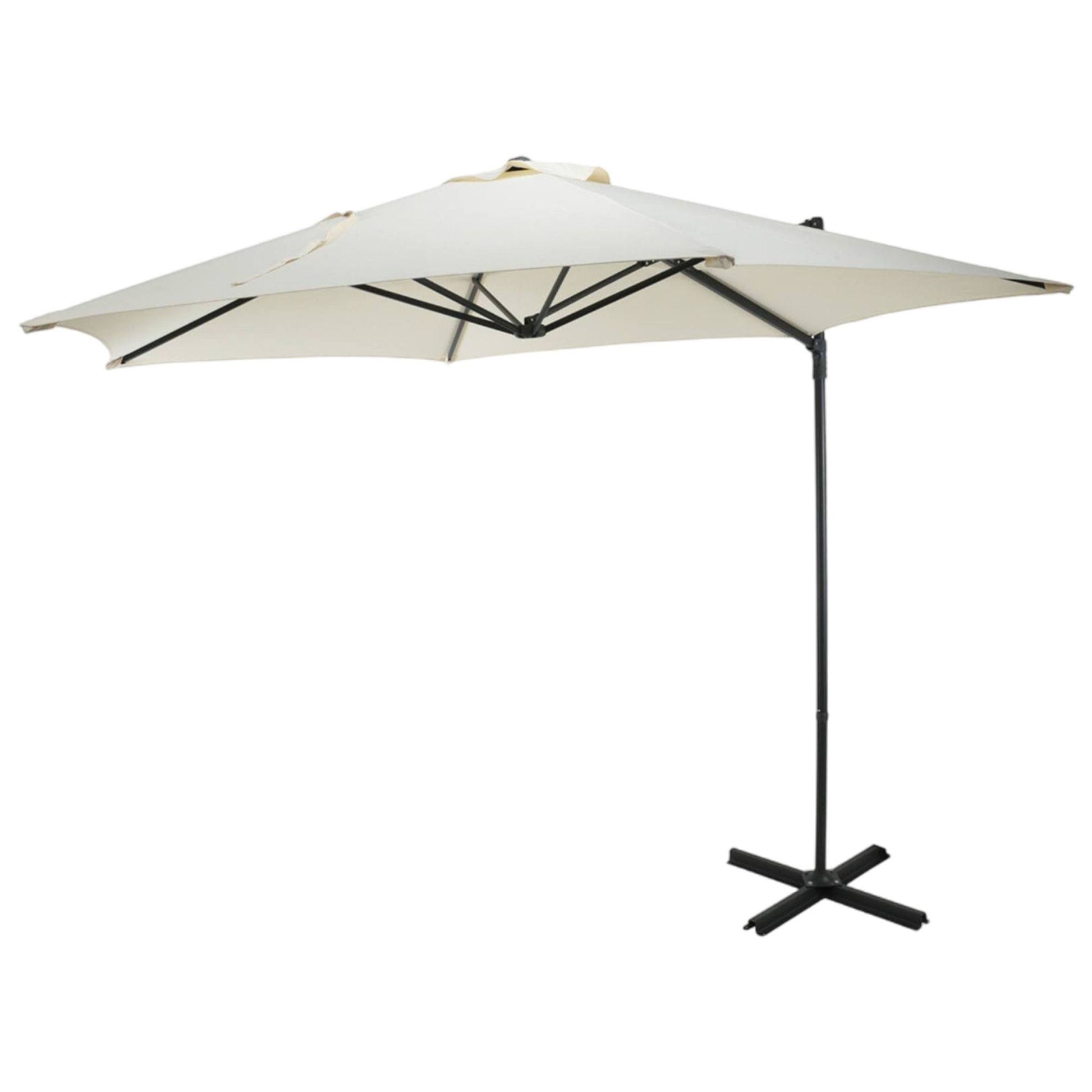 Well Home - Sombrilla Colgante Push Up Ø270cm Crema Con Base De Acero Cruzado