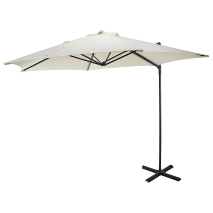 Well Home - Sombrilla Colgante Push Up Ø270cm Crema Con Base De Acero Cruzado