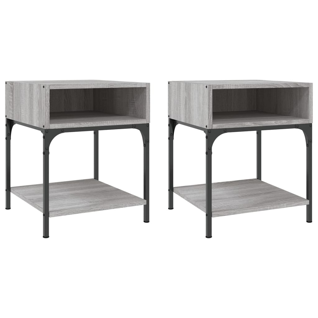 Mesita De Noche 2 Uds Madera Ingeniería Gris Sonoma 40x41x50 Cm_0