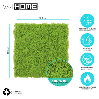 Jardín Vertical Artificial 100x100cm Well Home En Verde Exuberante Y Realista