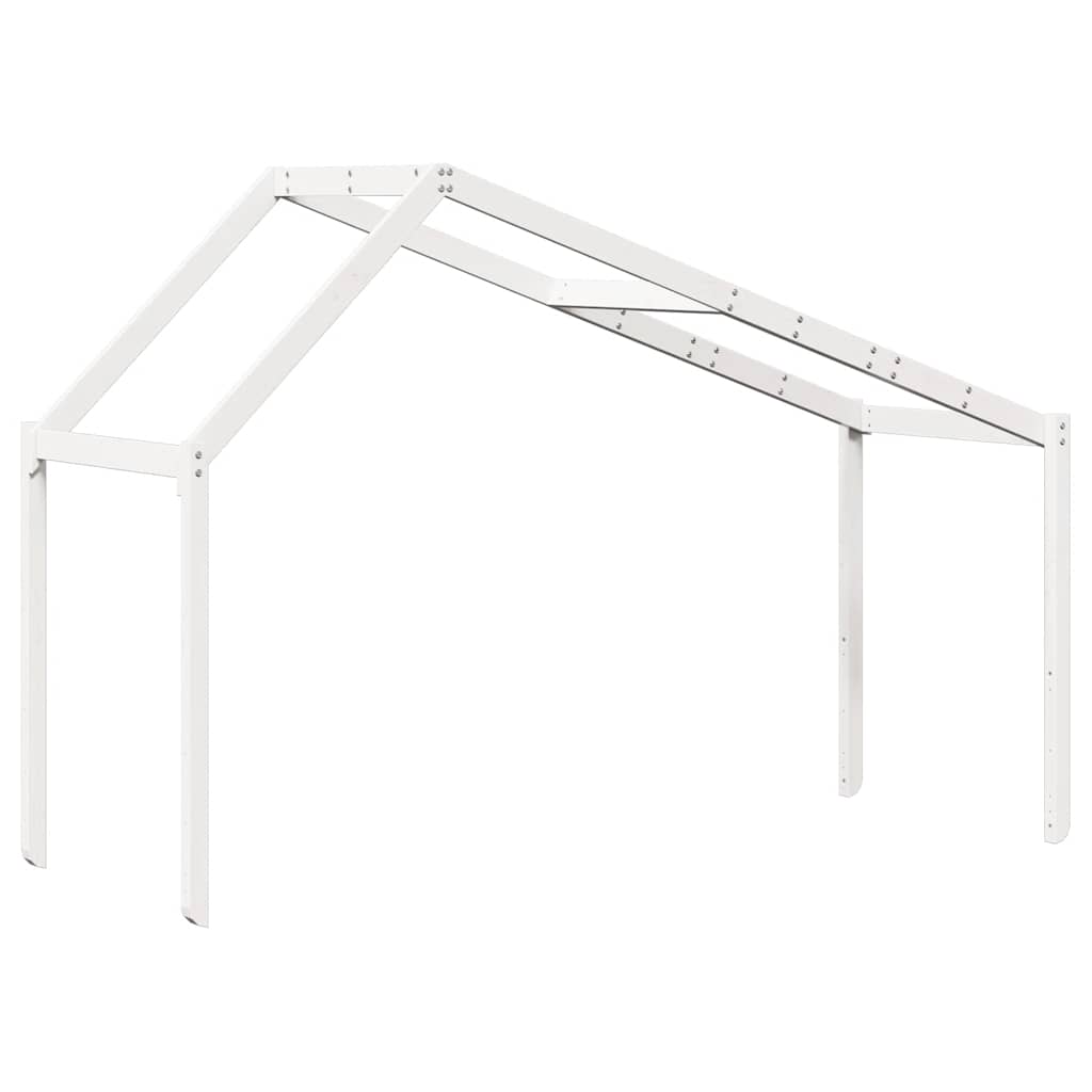 Techo De Cama Infantil Madera Maciza Blanco 213x95,5x144,5 Cm_5