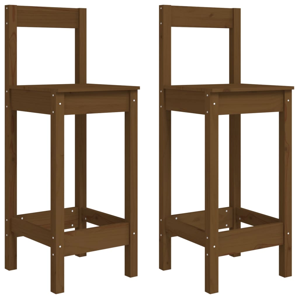 Vidaxl Mesa Y Taburetes Altos De Jardín 3 Pzas Madera Pino Marrón Miel_4