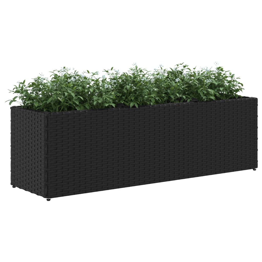 Jardineras Con 3 Maceteros 2 Uds Ratán Pe Negro 105x30x32 Cm_3