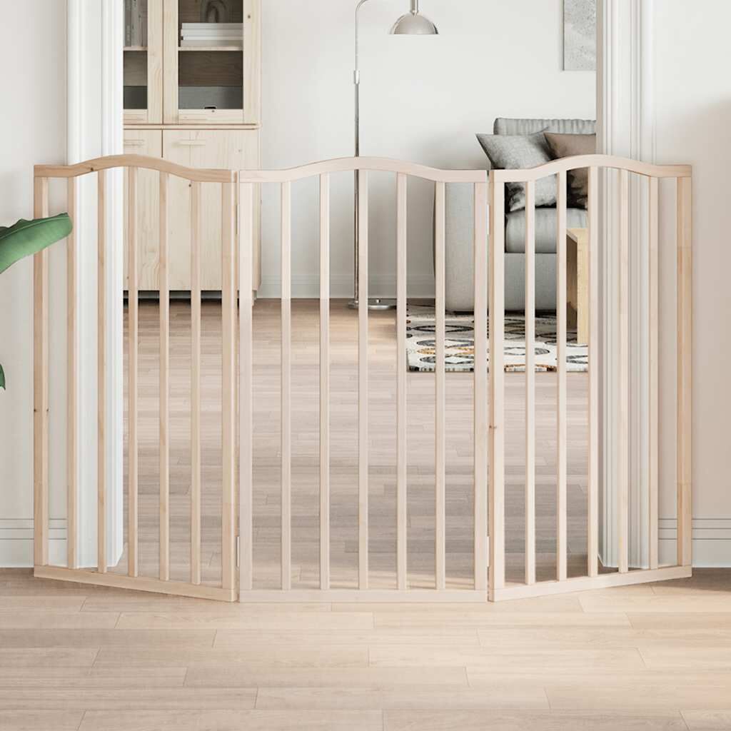 Vidaxl Puerta Para Perros Plegable 3 Paneles Madera De Álamo 150 Cm_1