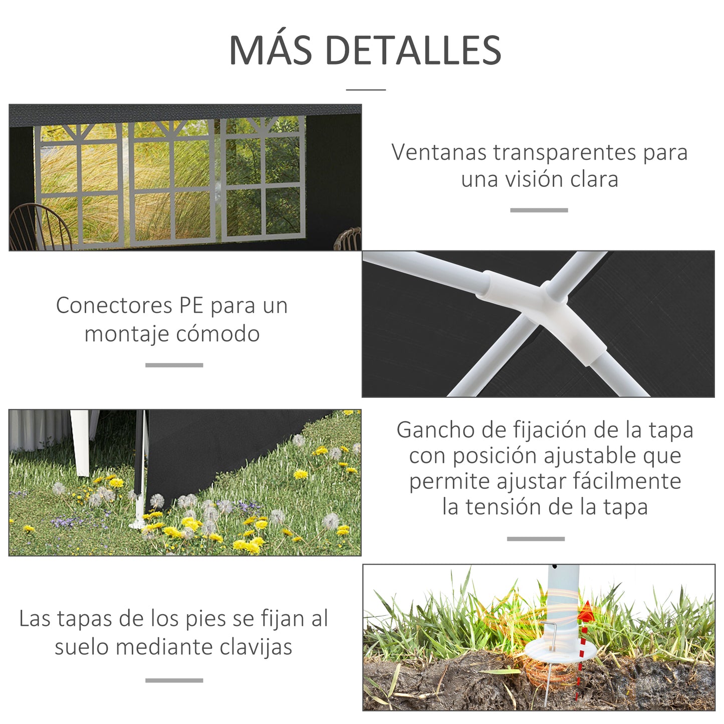 Outsunny Carpa De Jardín 6x3 M Cenador Pabellón De Jardín Con 4 Paredes Laterales Y 2 Ventanas Visibles_4