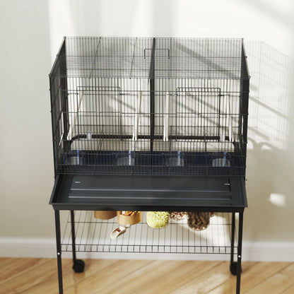 Pawhut Jaula Para Pájaros Con Divisor Ruedas Para Mascota Aves Loros Canarios_4