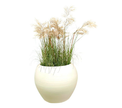 Macetero De Cerámica Esfera Blanco 35cm_2