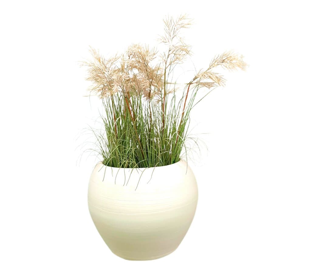 Macetero De Cerámica Esfera Blanco 40cm_2
