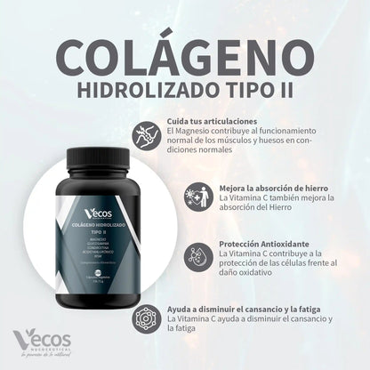 Colageno hidrolizado tipo II Vecos 160 capsulas