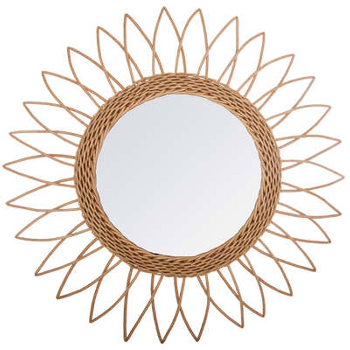 Well Home Espejo De Ratán De Sol Con Diseño Afilado Por La Parte Exterior Ø50cm_0