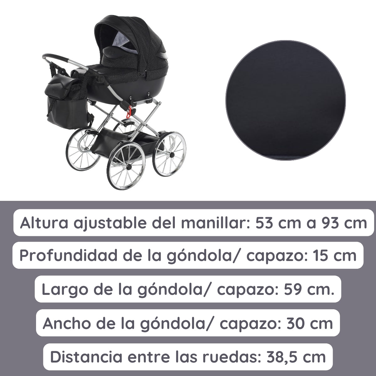 Carro De Muñecas Dolce Classic_black-silver