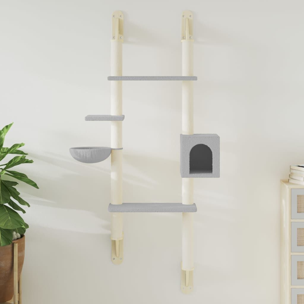 Vidaxl Árbol Rascador Para Gatos De Pared Gris Claro 180 Cm_1