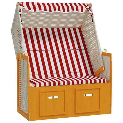 Silla Playa Strandkorb Dosel Ratán Sintético Madera Rojo Blanco_2