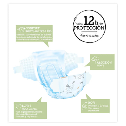 Pañales  T2 (3-6 kg) Moltex Pure & Nature, 36 Uds