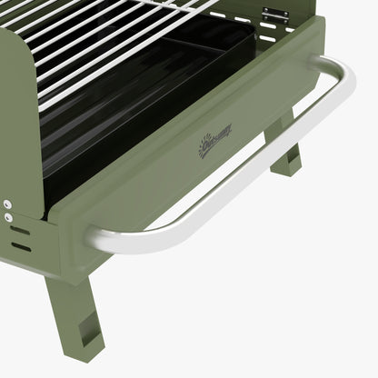Outsunny Barbacoa De Carbón Plegable Con Rejilla Ajustable 52x37x31,8 Cm Verde_3