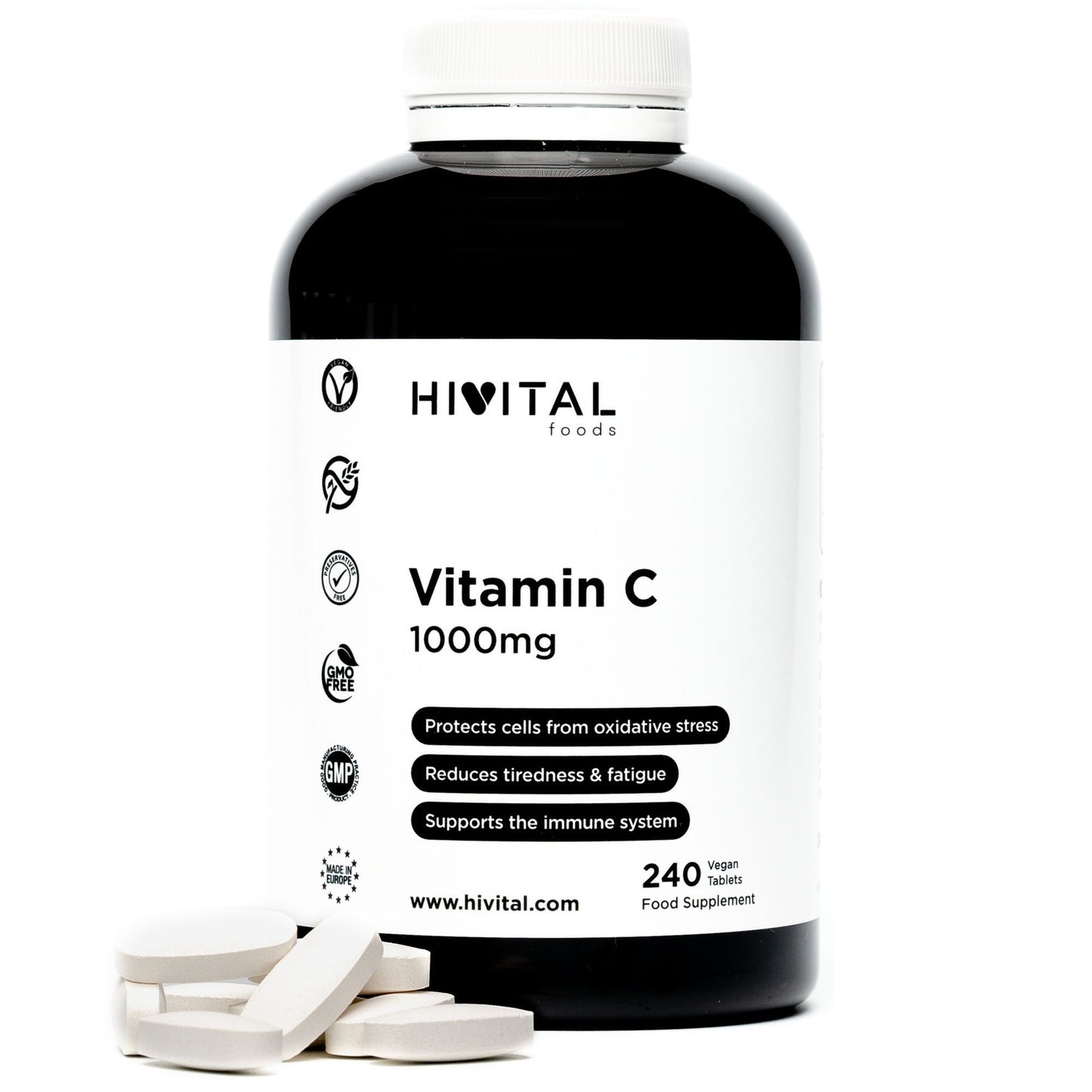 Vitamina C 1000 mg  Hivital 240 comprimidos veganos