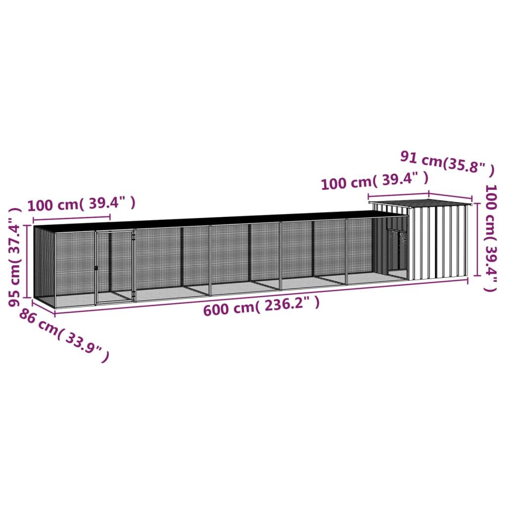 Vidaxl Jaula De Gallinas Acero Galvanizado Antracita 600x91x100 Cm_4