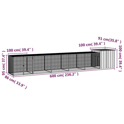 Vidaxl Jaula De Gallinas Acero Galvanizado Antracita 600x91x100 Cm_4