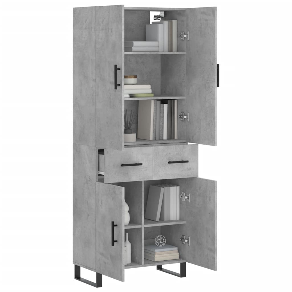 Aparador Alto Madera Contrachapada Gris Hormigón 69,5x34x180 Cm_2