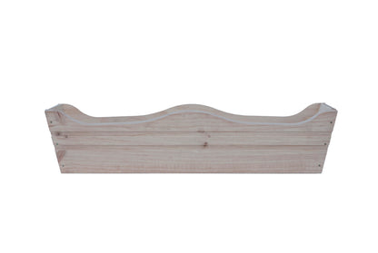 Jardinera De Balcon Ondulada De Madera Natural De 80 X 20 X 19,5 Cm 10l + Bolsa Geotextil_1