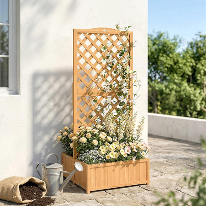 Outsunny Jardinera Con Enrejado De Madera Con 2 Cajas Plegables 73x70x170 Cm_1