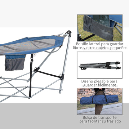 Outsunny Hamaca Jardín Con Soporte Plegable Transpirable Con Bolsa De Transporte_5