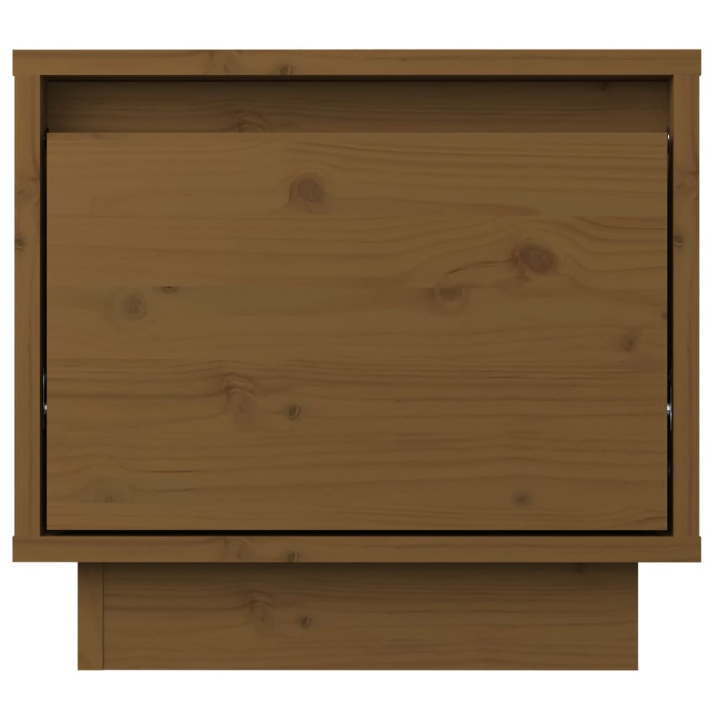 Mesita De Noche Madera Maciza De Pino Marrón Miel 35x34x32 Cm_2