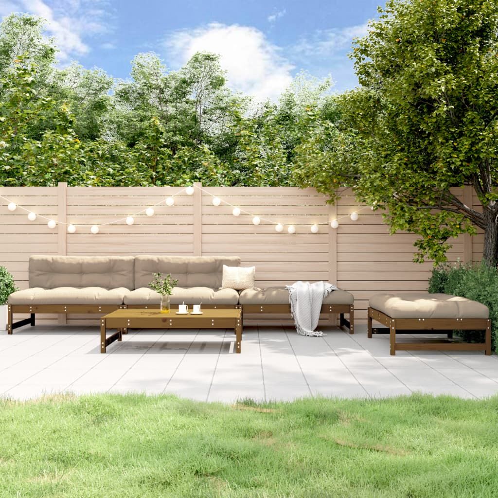 Vidaxl Juego De Sofás De Jardín 5 Pzas Madera Maciza Pino Marrón Miel_1