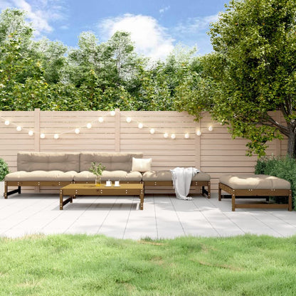 Vidaxl Juego De Sofás De Jardín 5 Pzas Madera Maciza Pino Marrón Miel_1