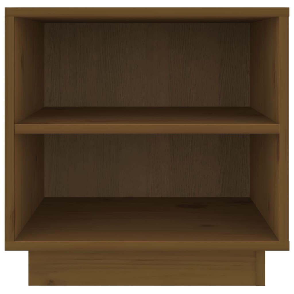 Mesita De Noche De Madera Maciza De Pino Marrón Miel 40x34x40cm_3