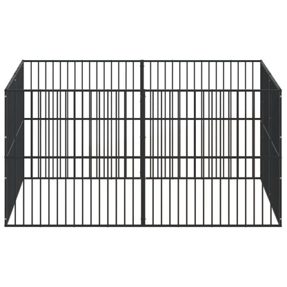 Vidaxl Corralito Para Perros Con 8 Paneles Acero Galvanizado Negro_4