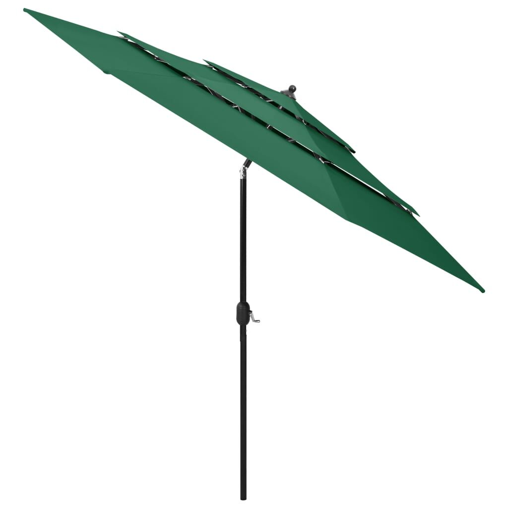 Vidaxl Sombrilla De Jardín De 3 Niveles Con Palo De Aluminio Verde 3 M_1
