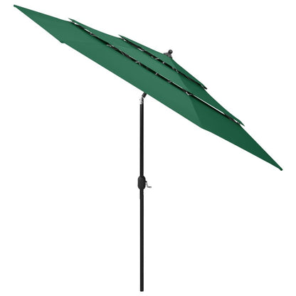 Vidaxl Sombrilla De Jardín De 3 Niveles Con Palo De Aluminio Verde 3 M_1