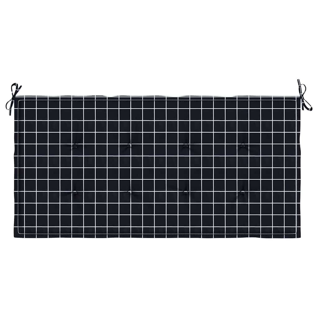 Vidaxl Cojín Para Banco Jardín Tela Oxford A Cuadros Negro 100x50x4 Cm_3