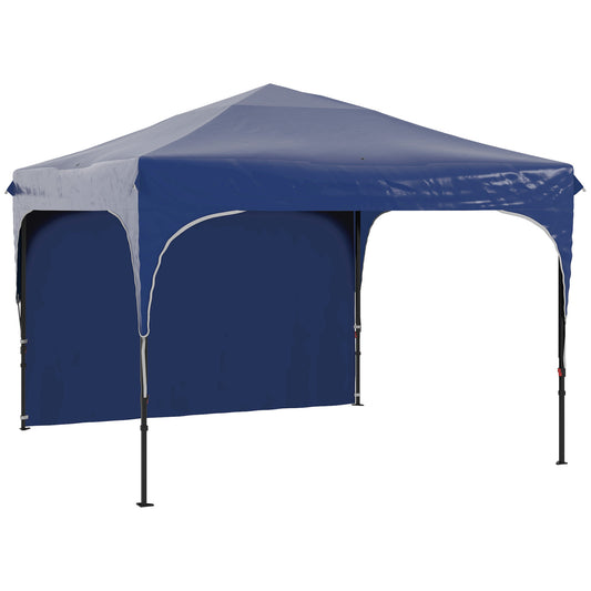 Outsunny Carpa Plegable 3x3 M Altura Ajustable 1 Pared Lateral Azul_0