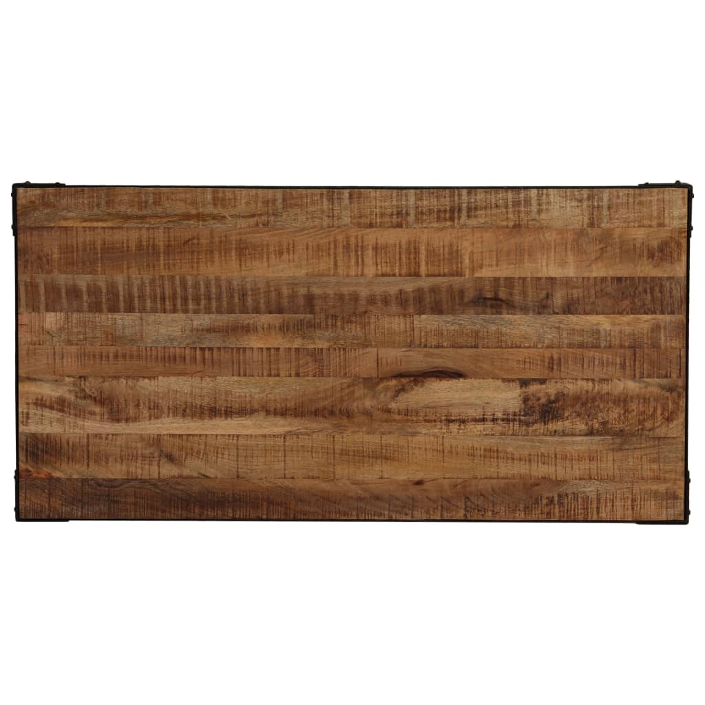 Mesa De Comedor Madera Maciza De Mango Rugosa Y Acero 120 Cm_2