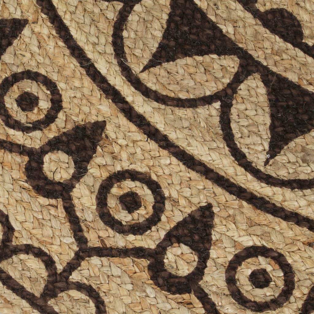 Vidaxl Alfombra De Yute Tejida A Mano Estampado Marrón Oscuro 90 Cm_3