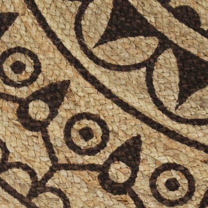 Vidaxl Alfombra De Yute Tejida A Mano Estampado Marrón Oscuro 90 Cm_3