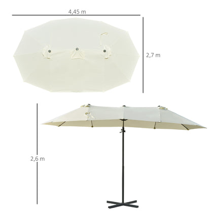 Outsunny Parasol De Jardín Doble Con Manivela 270x445x260 Cm Beige Y Negro_2