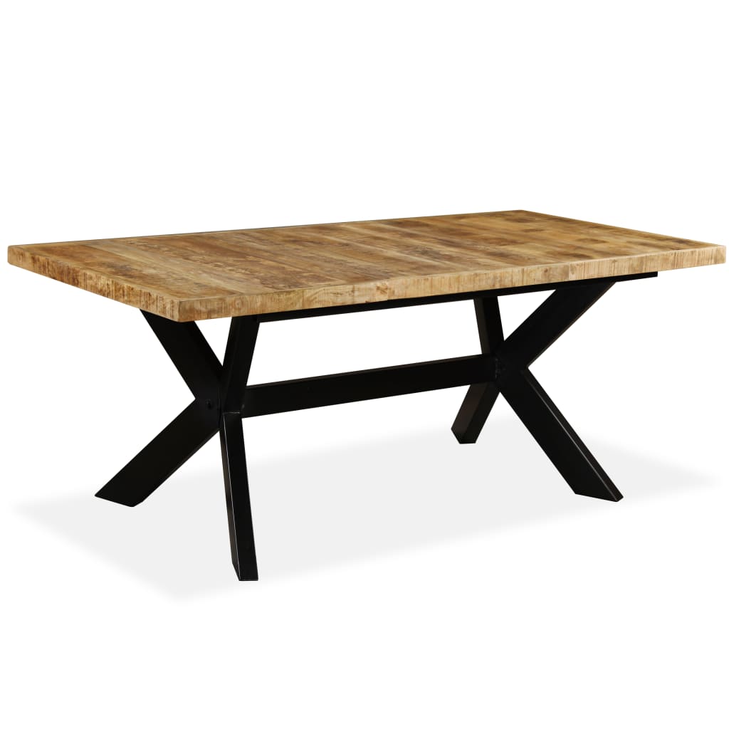 Mesa De Comedor Madera Maciza De Mango Y Cruz De Acero 180 Cm_0