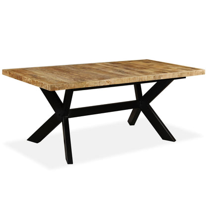 Mesa De Comedor Madera Maciza De Mango Y Cruz De Acero 180 Cm_0