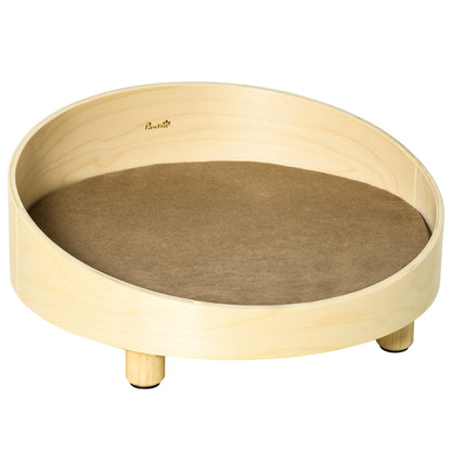 Pawhut Cama De Madera Para Perros Con Cojín Acolchado Patas Elevadas Ø59x23,5 Cm_0