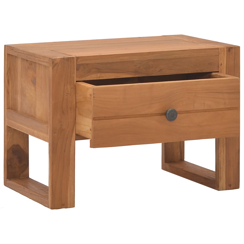 Mesita De Noche Madera Maciza De Teca 50x30x35 Cm_0