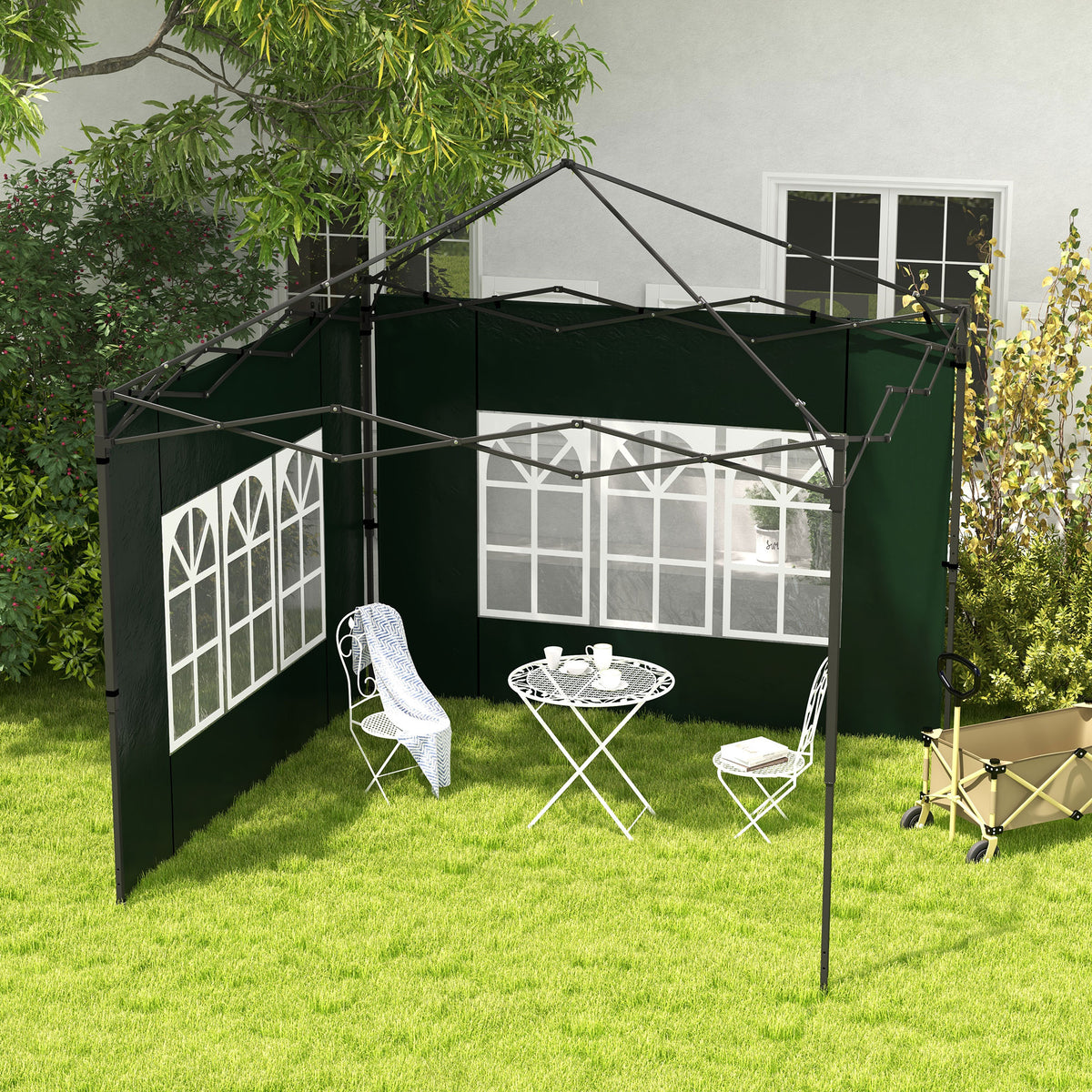 Paredes Laterales Outsunny Pe Verde Oscuro 293x193 Cm_1