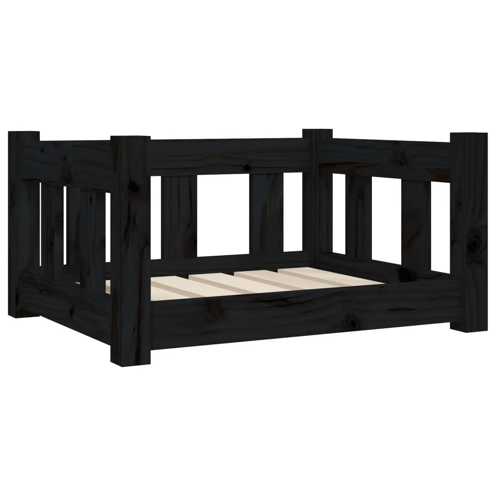 Vidaxl Cama Para Perros Madera Maciza De Pino Negro 55,5x45,5x28 Cm_0