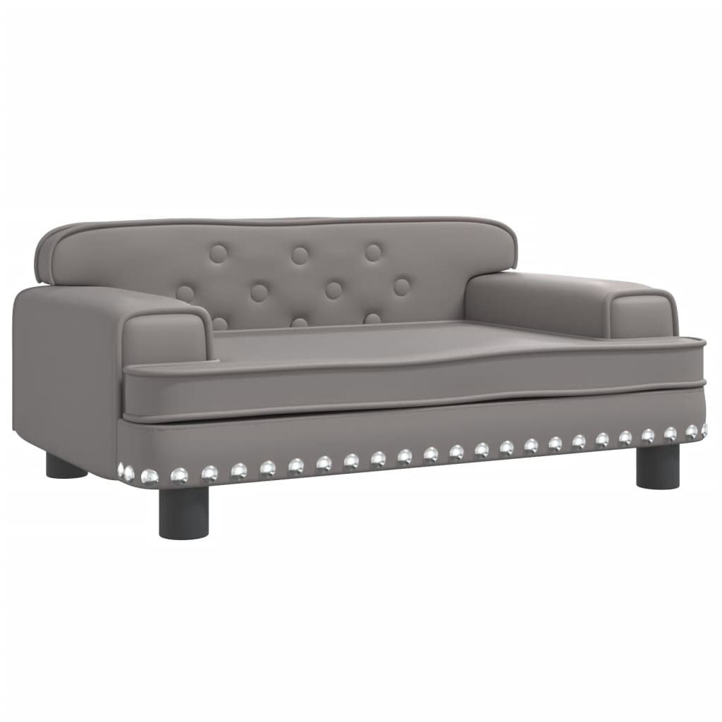 Cama Para Perros De Cuero Sintético Gris 70x45x30 Cm / Vetonek_4