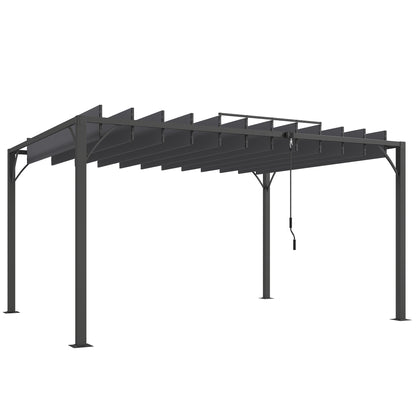 Outsunny Pérgola De Jardín 3x4 M Con Techo De Lamas Orientables Upf50+ Gris_0