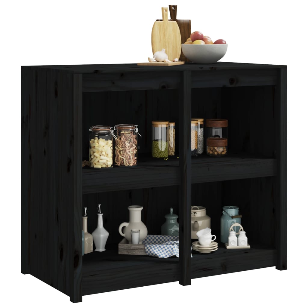 Mueble De Cocina Exterior Madera Maciza Pino Negro 106x55x92 Cm_2