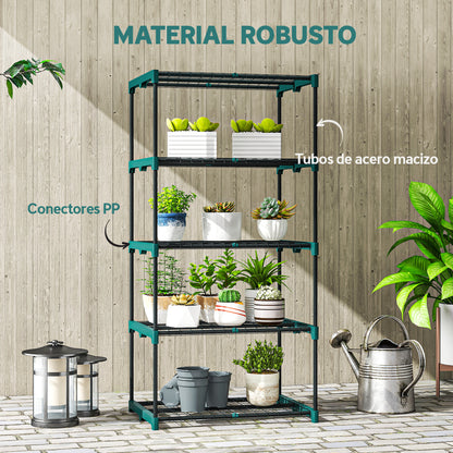 Outsunny Soporte Para Plantas De 5 Niveles De Acero 67x49x138 Cm Verde Oscuro_5